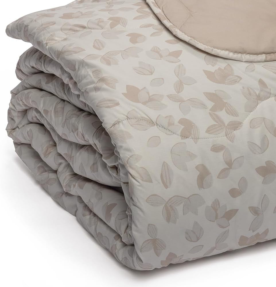 Mesita de noche Foppapedretti y edredón natural para cama doble 2P; hojas de arena, funda 100% algodón, Made in Italy Edredones y colchas Naty Shop