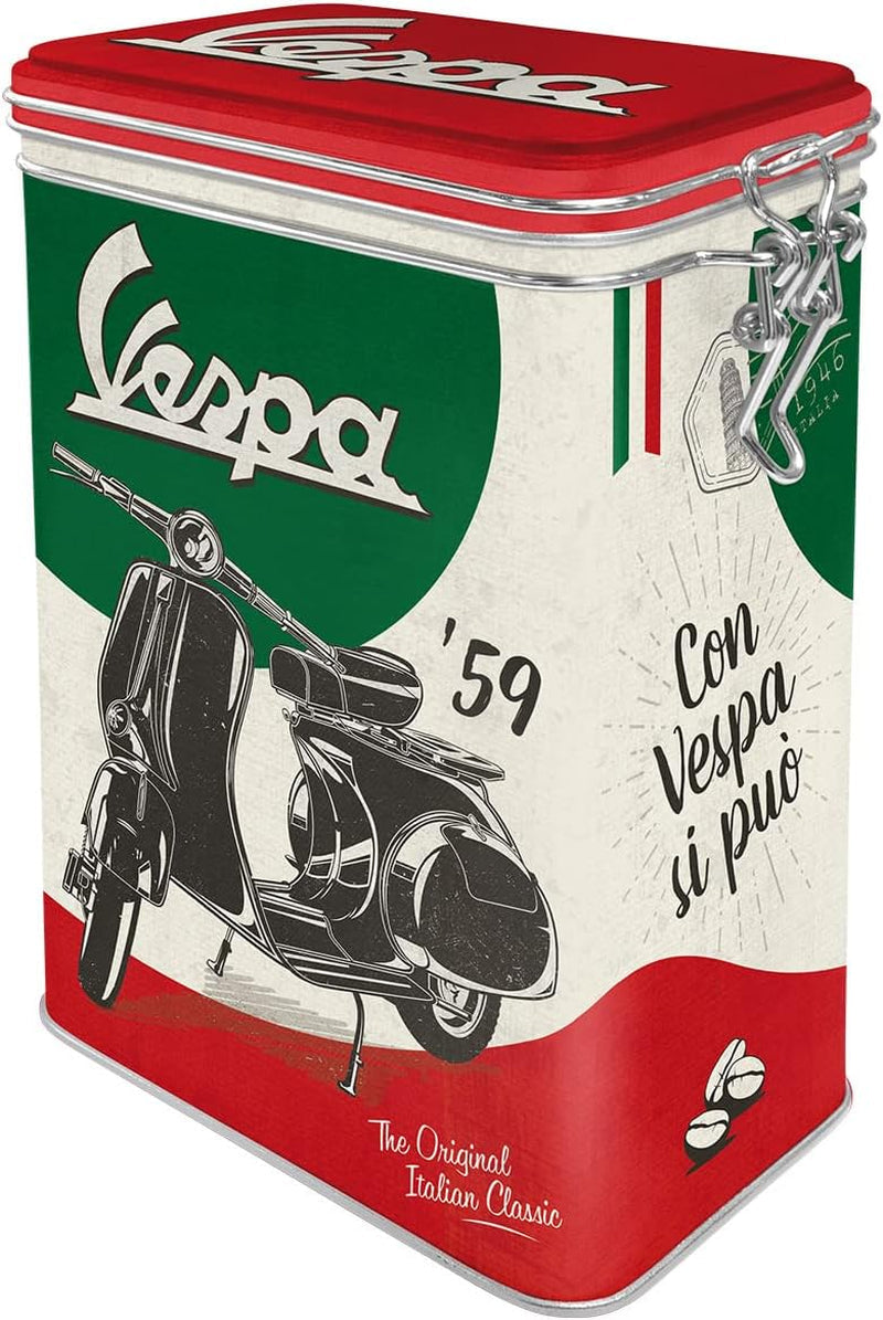 Nostalgic-Art Caja de Café Retro, 1,3 L, Vespa - Clásico Italiano - Idea de Regalo para Fanáticos de las Scooters, Producto con Licencia Original (OLP), Decoración de Taller de Diseño Vintage, Decoración de Taller de Diseño Vintage Cajas para Conservar Alimentos Naty Shop Default Title