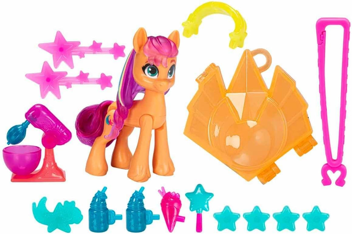 My Little Pony - Descubre tu pony brillante: Beauty Mark Magic Sunny Starscout, pony desde la pezuña hasta el corazón 7,5 cm, edades 5+, F5250, multicolor