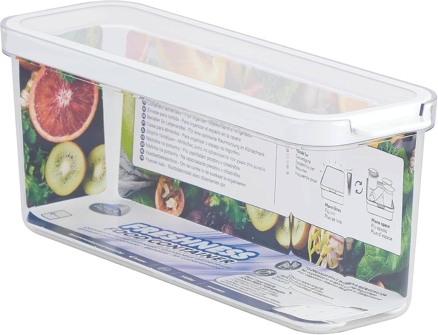 CARE + PROTECT Contenedor de alimentos inteligente, perfectamente apilable, organizador frigorífico, protege los alimentos de la humedad, mantiene los alimentos frescos por más tiempo, 2,15 L Cajas de conservación de alimentos Naty Shop 2 L