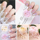 6 Caja 3D Flor Nagelkunst Charms, Acryl Flower Nagel Strass Mit Gold Und Silberperlen Ornamenten, Nagel Edelsteine, Nagel Zubehör Für Mädchen, Frauen, DIY Nageldesign, Basteldekoration...
