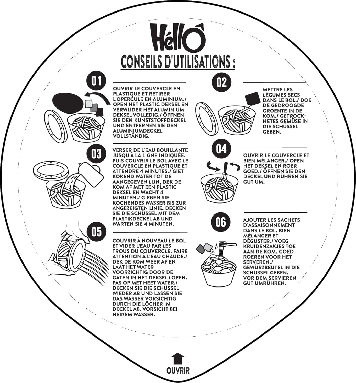 HELLO PHO WOK fideos instantáneos de arroz, ternera - 1 x 76 g