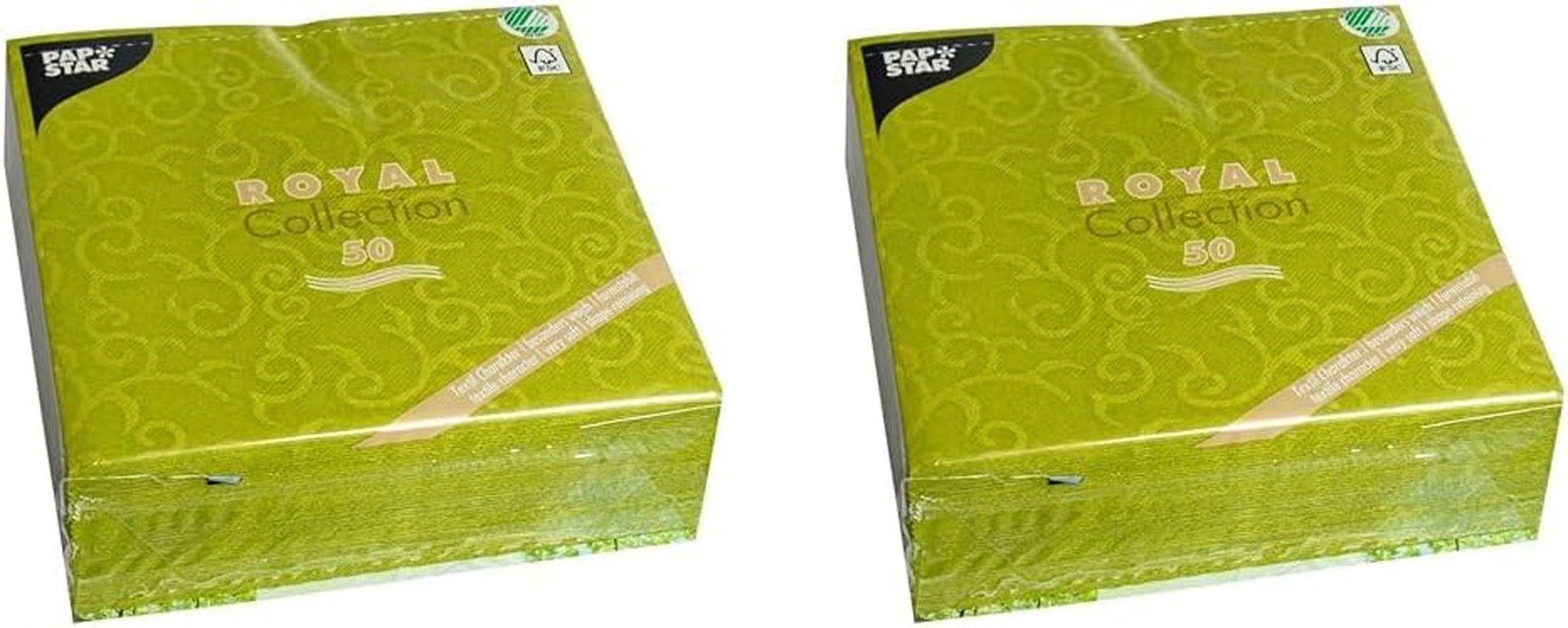 PAPSTAR 50 servilletas colección ROYAL pliegue 1/4 40 cm x 40 cm verde oliva Casali 84883 Servilletas decorativas Adornos de mesa para bodas, bautizos y catering