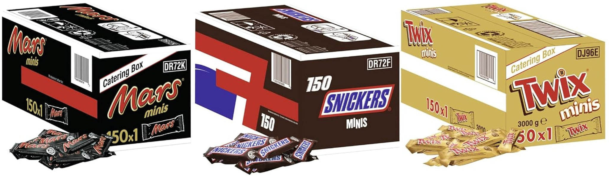 Barras de chocolate Mars Minis | Paquete de chocolate a granel | caramelo | 150x18g