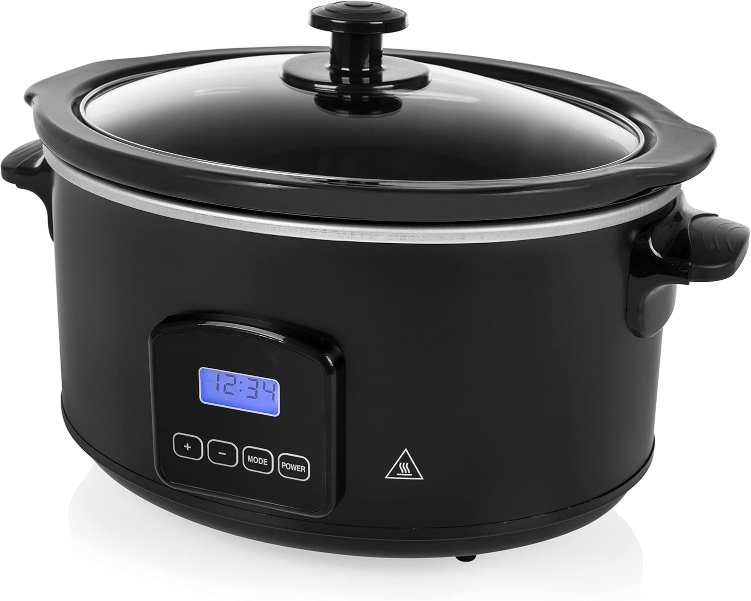 Olla de cocción lenta Tristar VS-3915, olla de cerámica de acero inoxidable con 2 niveles de calor y función mantener caliente, Olla de cocción lenta de 3,5 L Naty Shop Digitale Steuerung