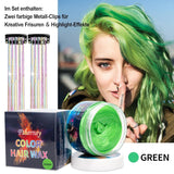 Tinte temporal para el cabello verde - Cera para teñir el cabello, tono de cabello para hombres y mujeres, pomada para el cabello natural, cera para teñir el cabello con clip de color para color de cabello de fiesta loca (4.23 oz, verde) Naty Shop Hair Dye
