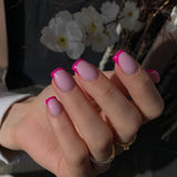 Puntas francesas largas, pegamento con purpurina dorada en uñas cuadradas largas, juego de uñas postizas con punta francesa y purpurina, uñas artificiales cuadradas para mujer, 24 Uds.