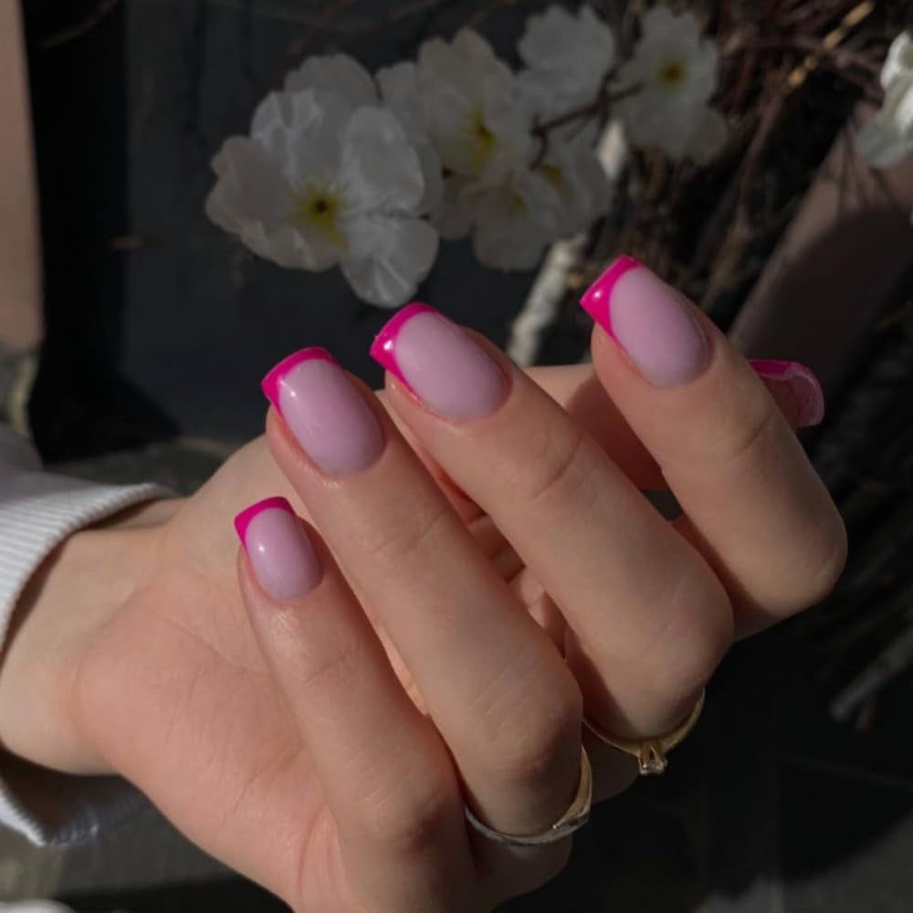 Puntas francesas largas, pegamento con purpurina dorada en uñas cuadradas largas, juego de uñas postizas con punta francesa y purpurina, uñas artificiales cuadradas para mujer, 24 Uds.