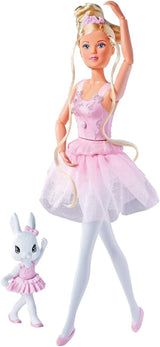 Simba 105733603 - Steffi Love Dancing Ballerina, Steffi como muñeca bailarina con amiga animal y falda giratoria, muñeca de juego 29 cm, a partir de 3 años