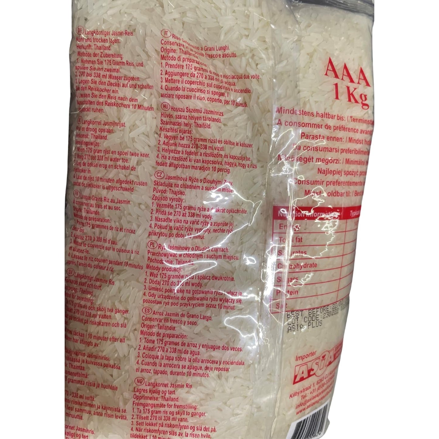 ARROZ ROYAL THAI - Arroz de grano largo perfumado con jazmín - 10 x 1 KG - Multipack