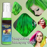 Color de laca para el cabello - 30 ml Spray de color de cabello verde temporal, tinte para el cabello natural Spray de color de cabello temporal, tinte de cabello lavable para fiesta Cosplay Halloween (verde) Naty Shop Tinte para el cabello