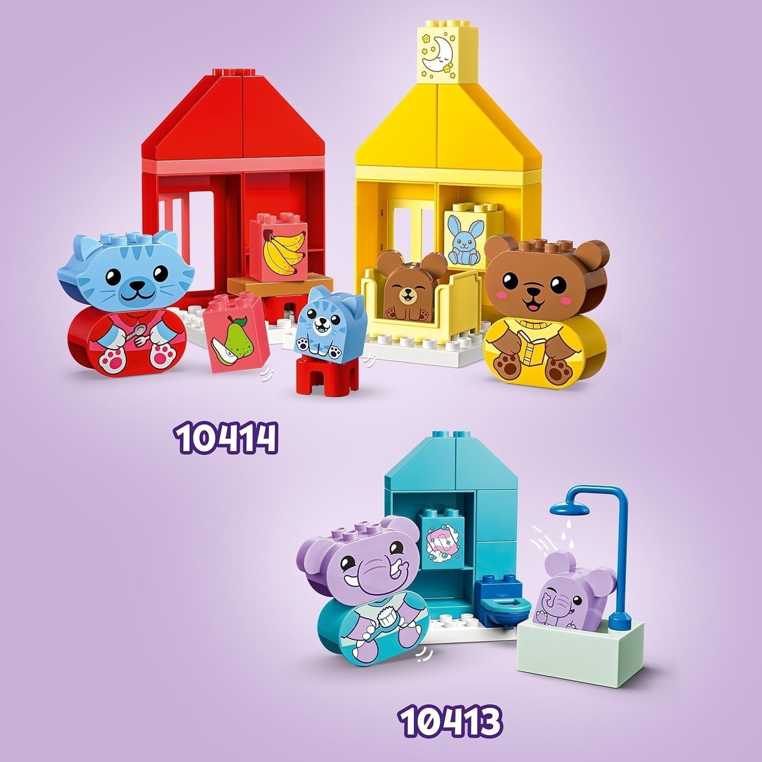 LEGO DUPLO Rutinas Diarias: Comer y Dormir, juguete educativo para niños pequeños que fomenta el desarrollo social y emocional, con 4 figuras de animales, regalo para niños a partir de 18 meses 10414 Juegos de construcción Besuche den LEGO-Store