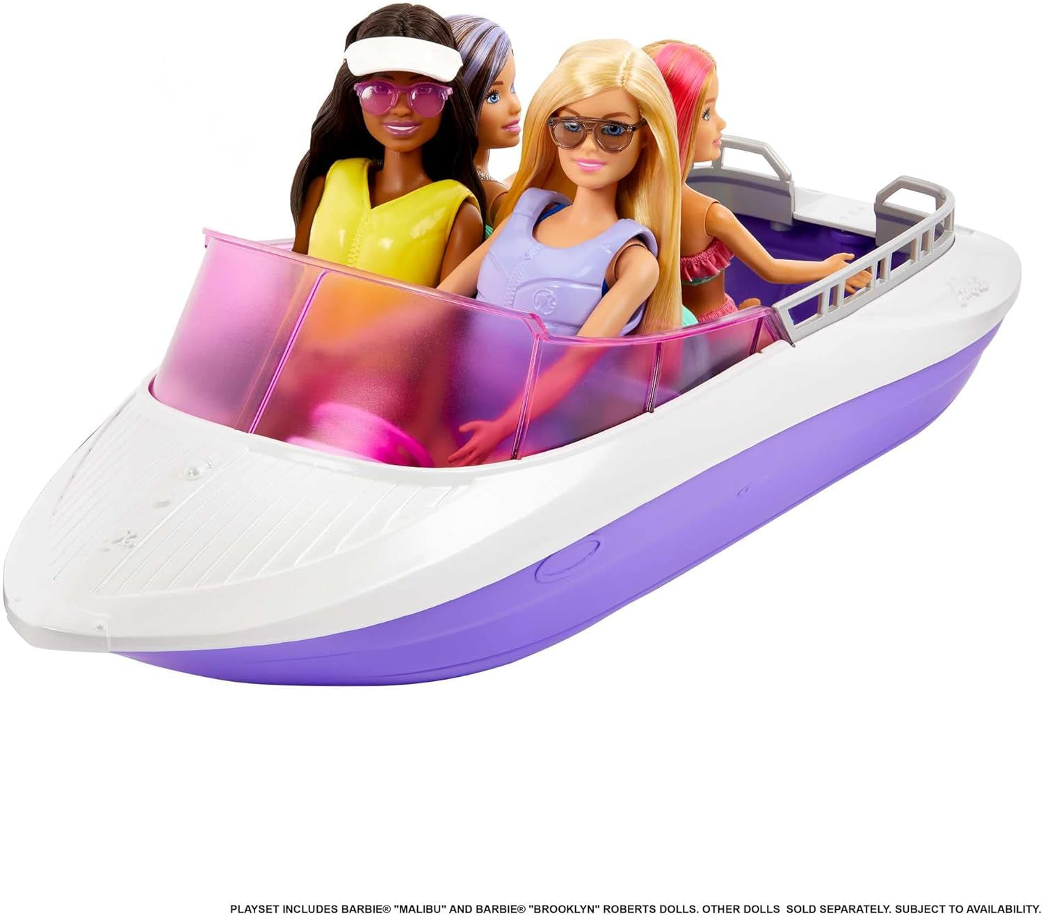 Barbie HHG60 - Barco a Motor Sirena con 2 Muñecas (Rubia/Morena) y Varios Accesorios, Juguete para Niños a Partir de 3 Años