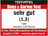 Cafetera CASO Selection C 10 Thermo Design – Carcasa de acero inoxidable, jarra isotérmica de 1,2 l (10 tazas), controles táctiles y temporizador, función Aroma PLUS, filtro permanente, filtro antigoteo