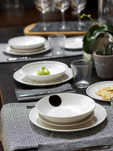 Servicio de mesa gráfica, 18 piezas para 6 personas, porcelana, blanco