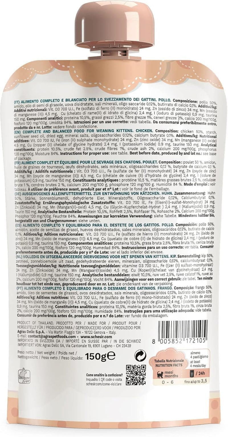 Comida húmeda para gatos pequeños con crema de pollo y pollo - Comida húmeda para gatos pequeños - Comida húmeda para gatos con crema de pollo, sin cereales, rica en proteínas, vitaminas y minerales (20 sobres x 150 g)