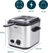 Princess 182611 Mini freidora de fondue - Calentamiento rápido - Filtro de olores - Capacidad 1,2 litros, Plata Electrodomésticos Naty Shop