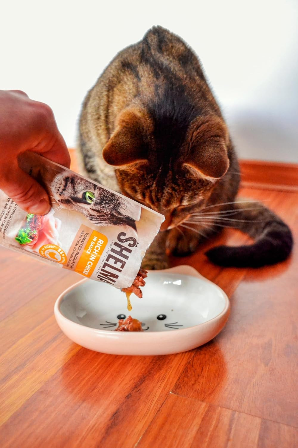 Shelma Comida húmeda para gatos con pavo en salsa de tomate y hierbas - Alimento completo sin cereales con alto contenido en carne - 28 x 85 g (2,38 kg)