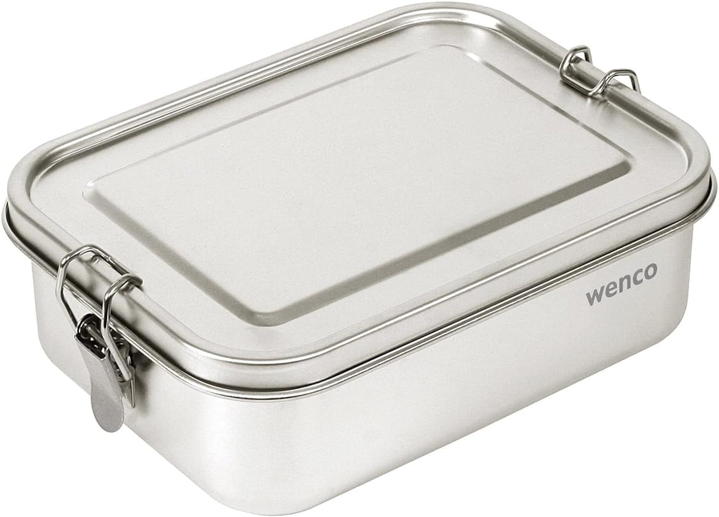 Fiambrera Wenco de Acero Inoxidable, 2 Compartimentos, Gran Capacidad, 850 ml, Fiambrera Impermeable, Apta para Lavavajillas, Incluye Anillo de Silicona de Repuesto, 18,5 x 14 x 5,5 cm, Plata (Pack de 2) Naty Shop Fiambreras 850 Ml