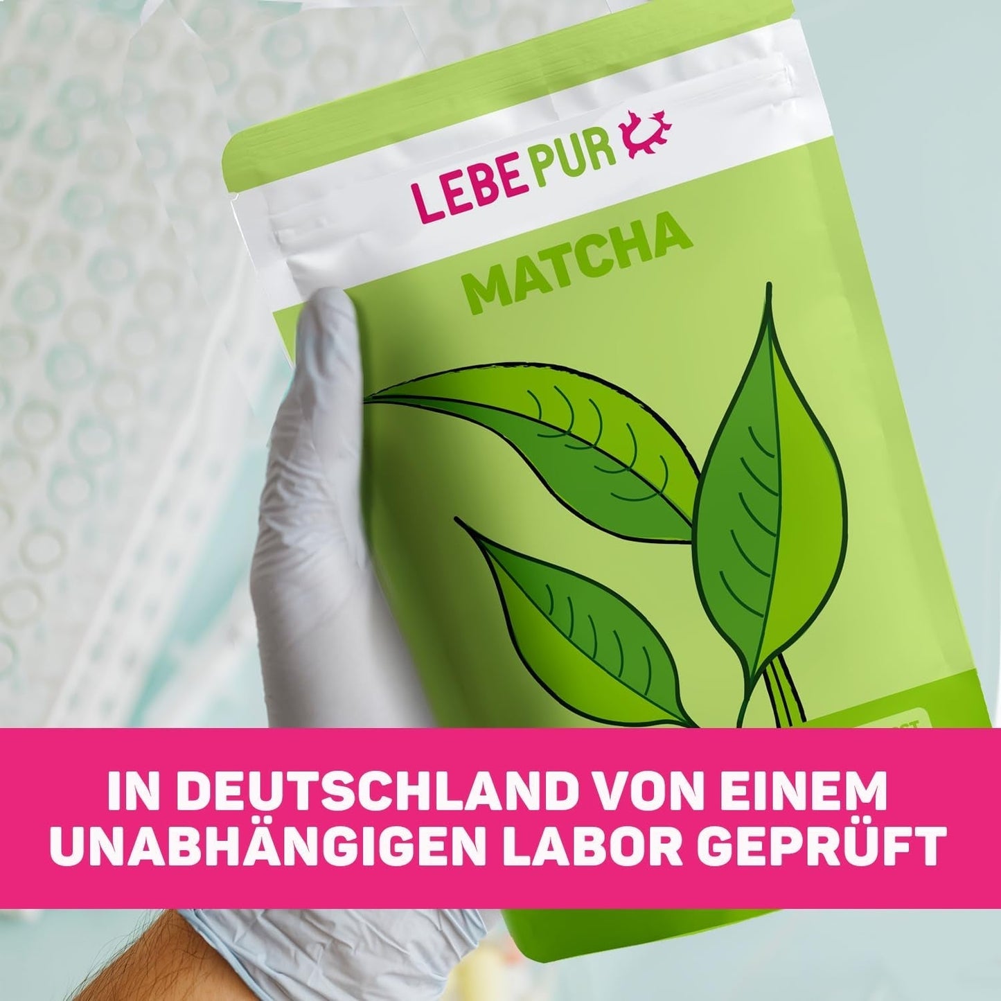 Lebepur BIO Matcha en polvo 100G - Calidad Premium de Japón Sin aditivos - Té verde en polvo 100% puro para Matcha Latte, té Matcha, té verde, batido - Té verde japonés