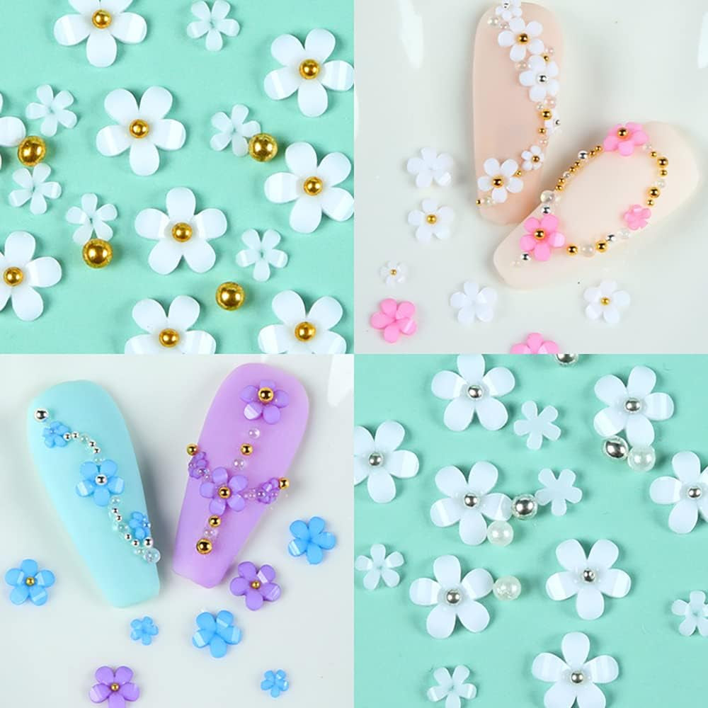 Uñas de flores 3D, 6 rejillas, encantos de uñas de flores, pedrería de uñas acrílicas, accesorios de uñas, decoraciones de uñas de primavera DIY