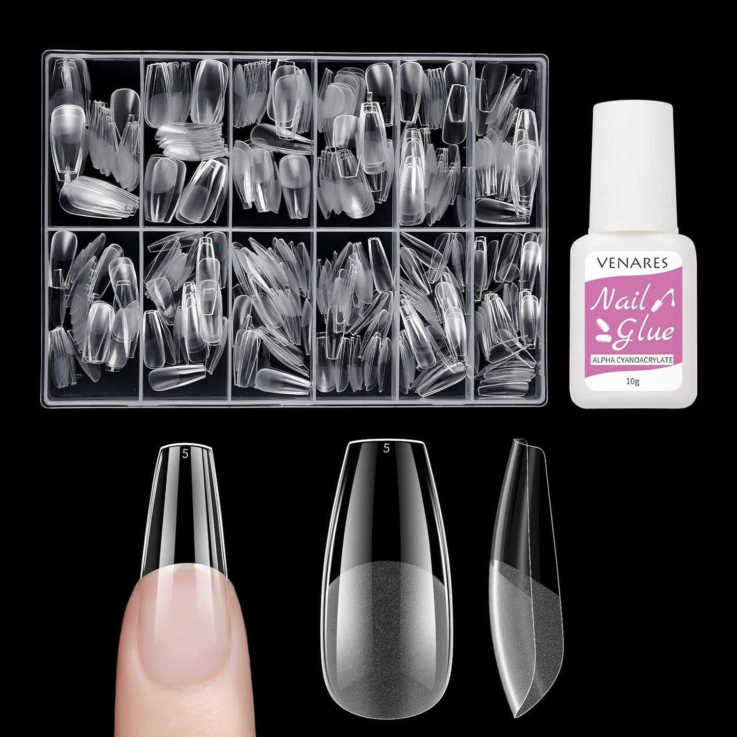 Uñas postizas cortas bailarina 500 Uds pegamento en 12 tamaños uñas artificiales Gel suave corto cobertura completa puntas de uñas para uñas de Gel cortas S