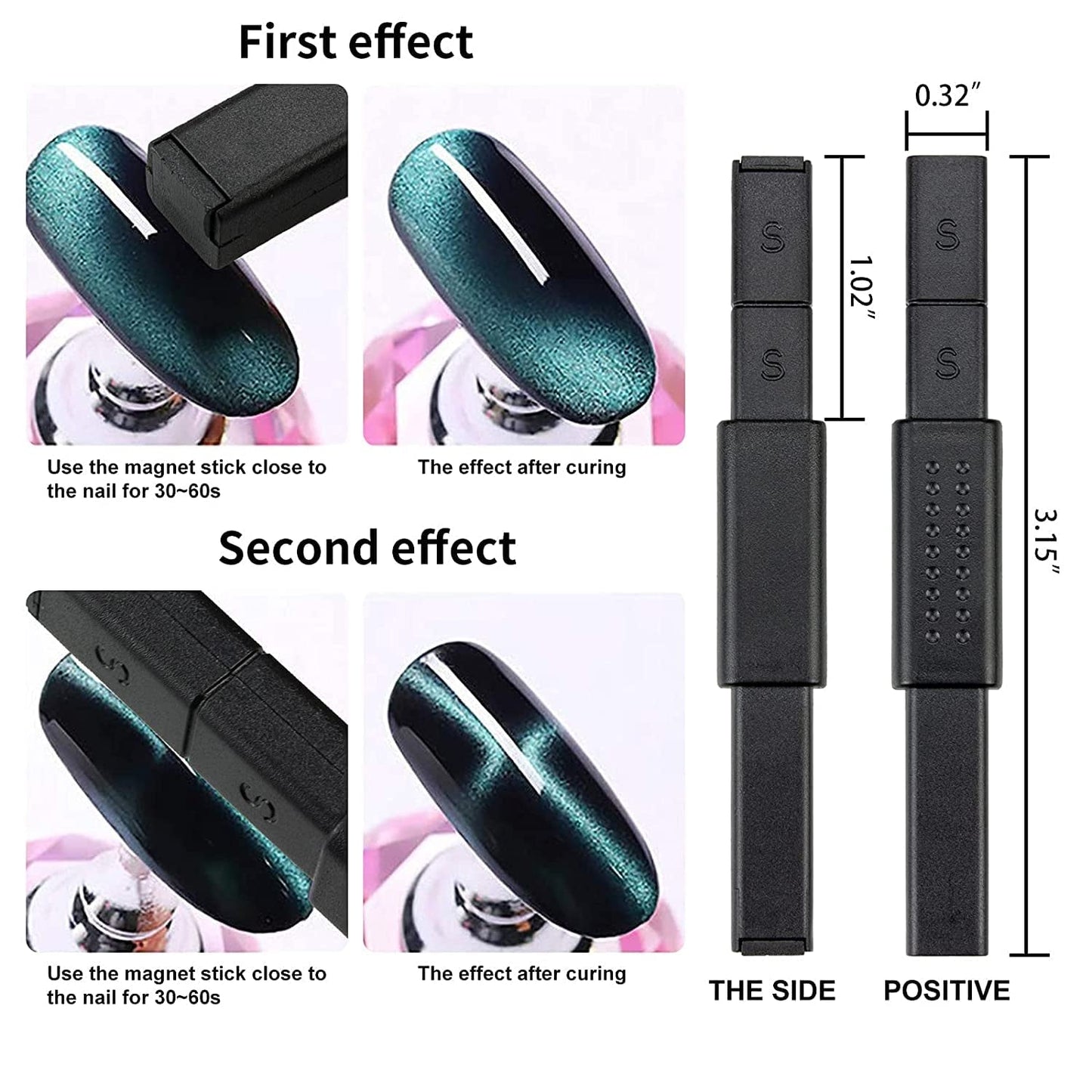 Nail Art Werkzeug Magnetstift, 10 piezas Nagel Magnet Stick Tool Set, Nagel Magnet Stift y Starker Magnet Stock Punktierungsstifte para DIY 3D Magnetics Katzenauge UV Gel Polnisch Nagel Kunst