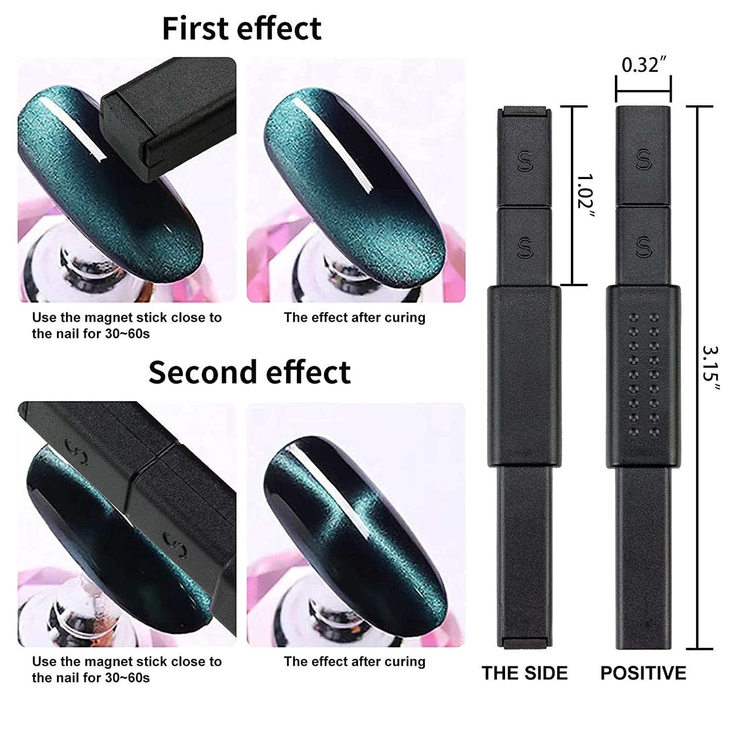 Nail Art Werkzeug Magnetstift, 10 piezas Nagel Magnet Stick Tool Set, Nagel Magnet Stift y Starker Magnet Stock Punktierungsstifte para DIY 3D Magnetics Katzenauge UV Gel Polnisch Nagel Kunst