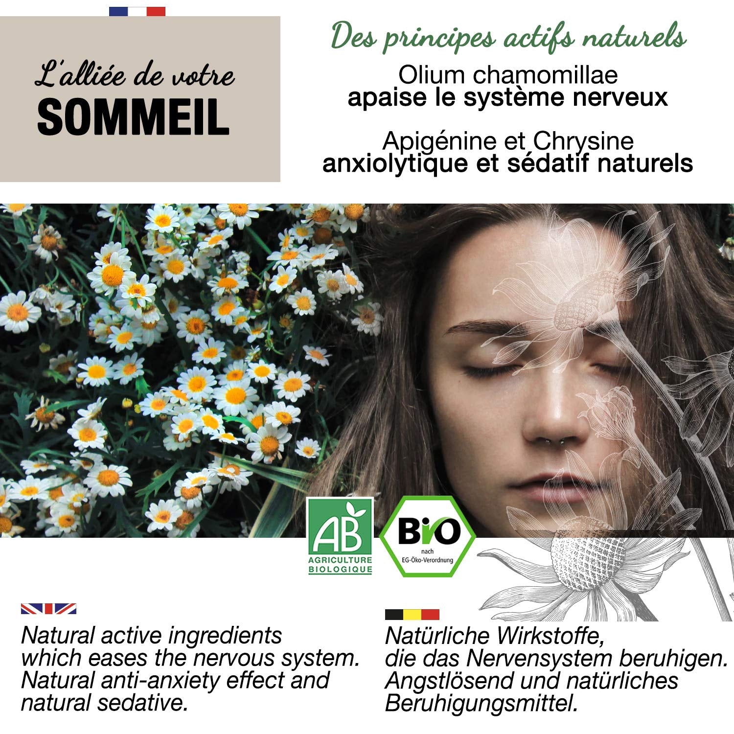 ORIGEENS Té de Flores de Manzanilla Bio de Europa, 100 g | Té de hojas sueltas, té orgánico para el sueño y la digestión | Manzanilla alemana | Certificado y empaquetado en Alemania.