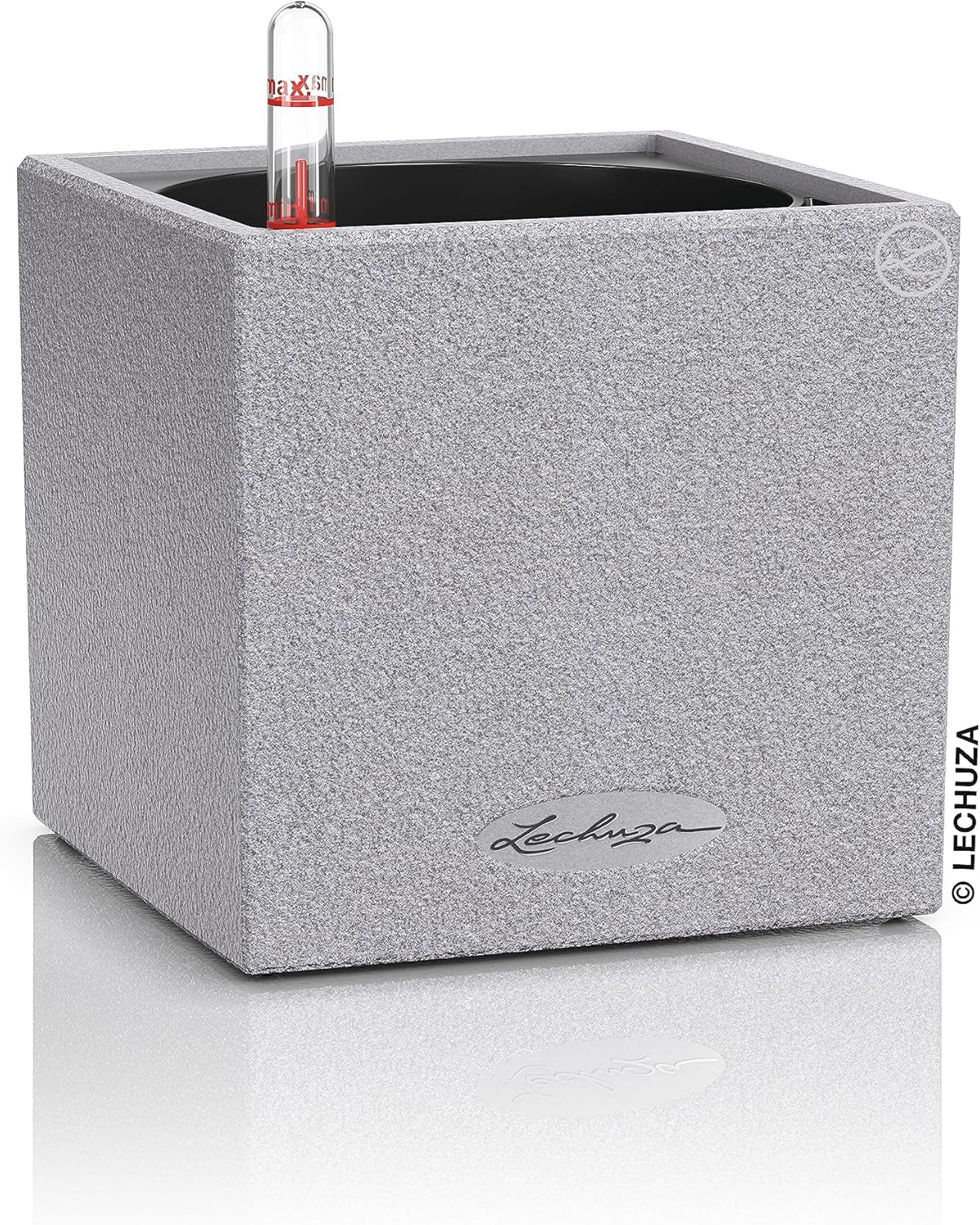 Cubo de hierbas de alta calidad LECHUZA CANTO Stone 14 con sistema de riego por varilla, gris piedra