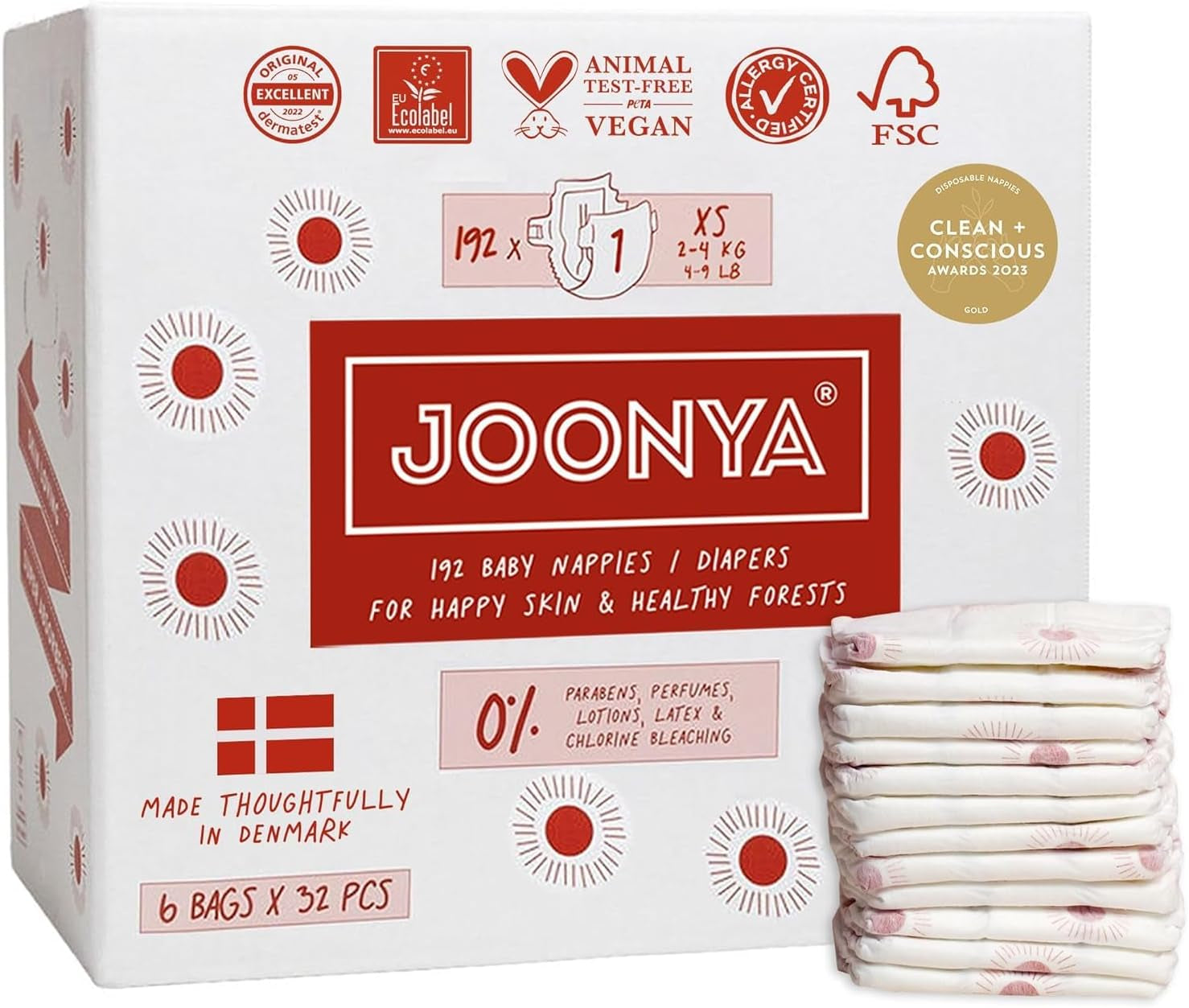 Pañales para bebé, talla 3M (4-8 kg) - 1 bolsa de 28 - Sin sustancias nocivas, ecológicos, muy absorbentes, aptos para uso nocturno, ultrafinos y suaves - Fabricado en Dinamarca