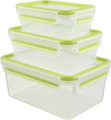 Emsa 515585 Clip y cierre para alimentos | Juego de 3 piezas | plástico | transparente / verde | 0,55 / 1 / 2,2 litros Cajas para conservación de alimentos Naty Shop Verde 0,55 L+1,00 L+ 2,20 L