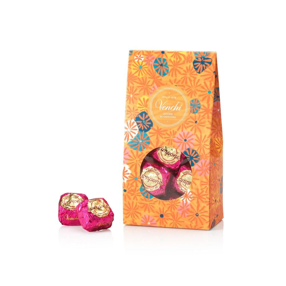 Venchi - Caja de regalo de praliné de chocolate y frambuesa Murrine, chocolate negro, 288 g, sin gluten, sin colorantes artificiales, sin conservantes - Idea de regalo perfecta