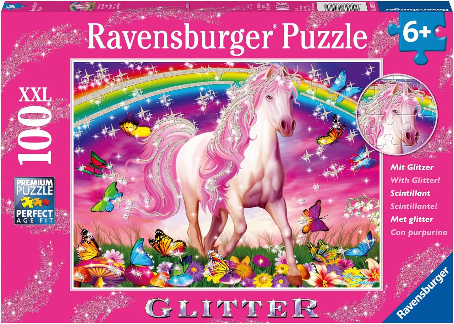 Puzzle infantil Ravensburger - 13927 Horse Dream - Puzzle con caballos para niños a partir de 6 años, Con 100 piezas en formato XXL, Con purpurina Puzzle Naty Shop Single