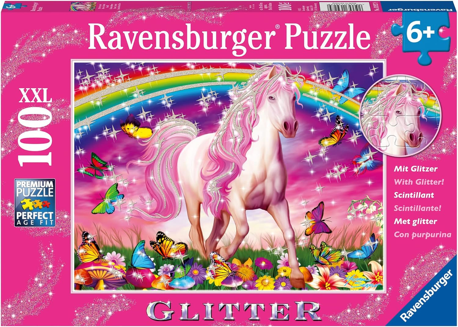 Puzzle infantil Ravensburger - 13927 Horse Dream - Puzzle con caballos para niños a partir de 6 años, Con 100 piezas en formato XXL, Con purpurina Puzzle Naty Shop Single