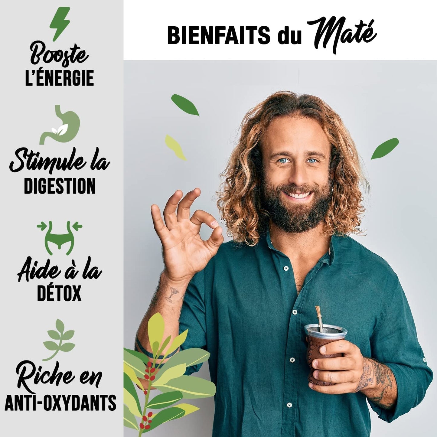 ORIGEENS TÉ YERBA MATE BIO 200G - La Original I Yerba Mate Bio sin tostar, hojas, sin tallos, polvo ni migas I Bebida energizante y desintoxicante