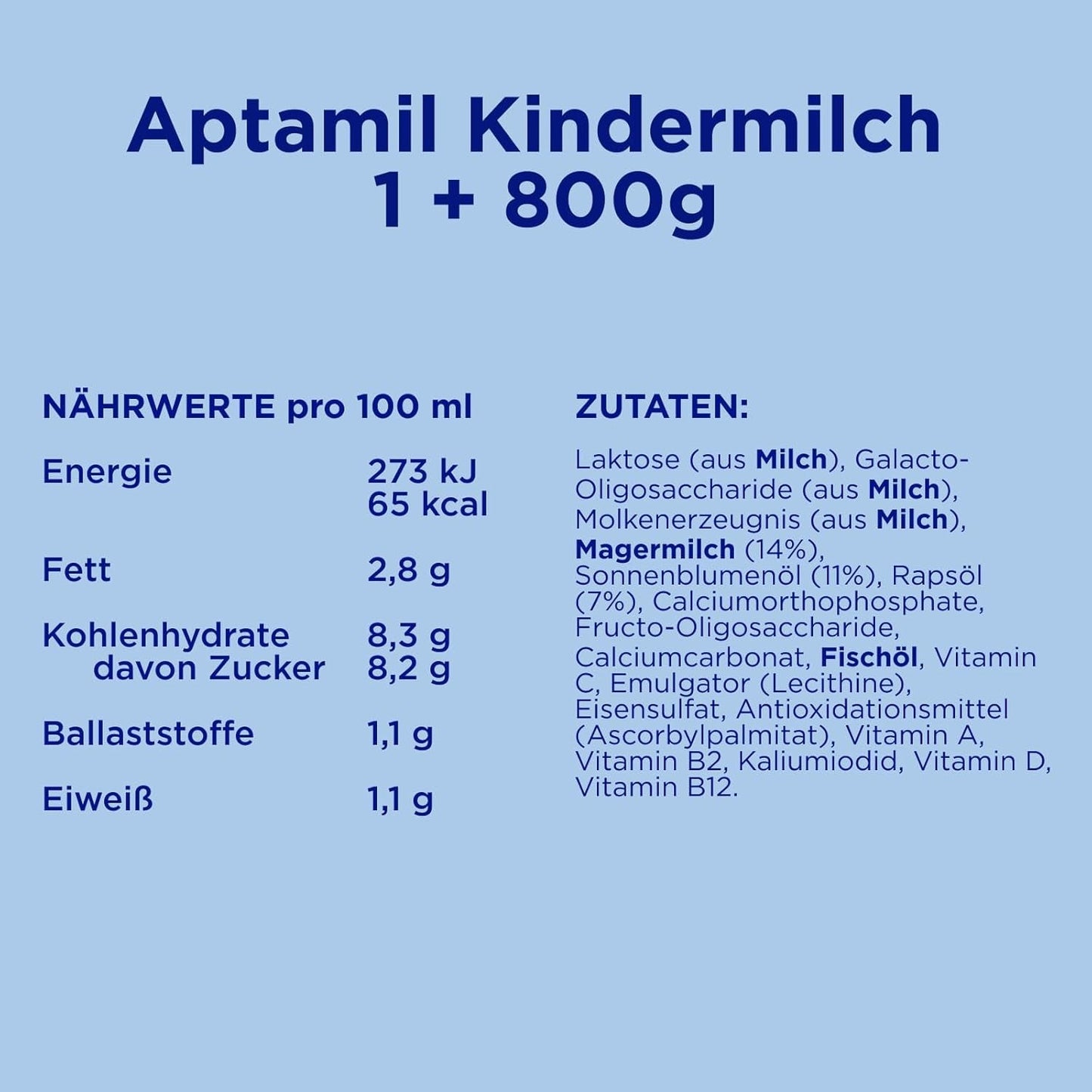 Aptamil Leche de crecimiento 1 Plus - Leche de crecimiento a partir de 1 año - 800g