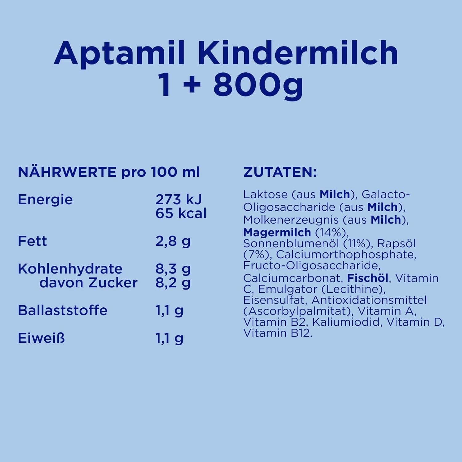 Aptamil Leche de crecimiento 1 Plus - Leche de crecimiento a partir de 1 año - 800g