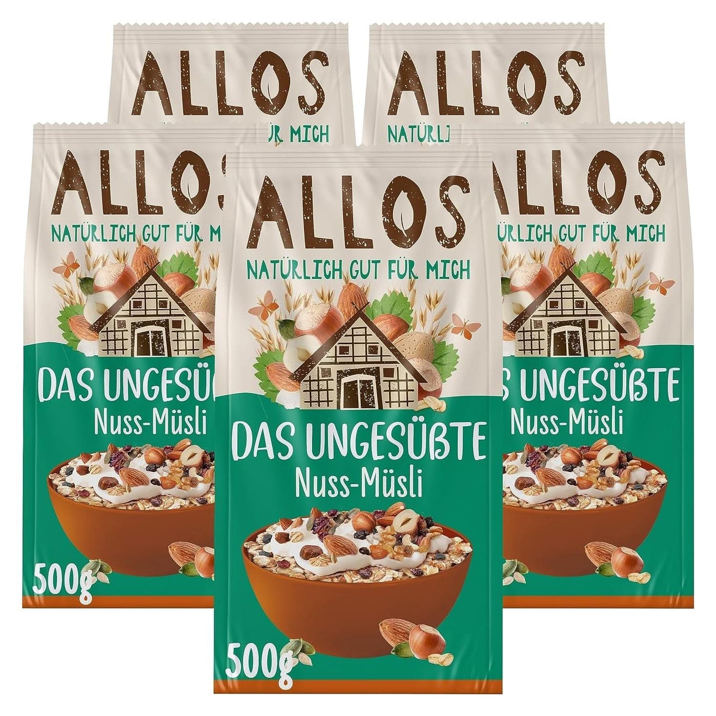 Allos, muesli de frutos rojos sin azúcar, paquete 5 x 500 gramos Cereales Naty Shop Avellanas