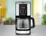 Cafetera espresso con filtro Rommelsbacher FKM 1000 - depósito de agua de 1,5 litros para 12 tazas de café, jarra de cristal, inicio diferido, función mantener caliente, función aroma, portafiltro extraíble 1x4