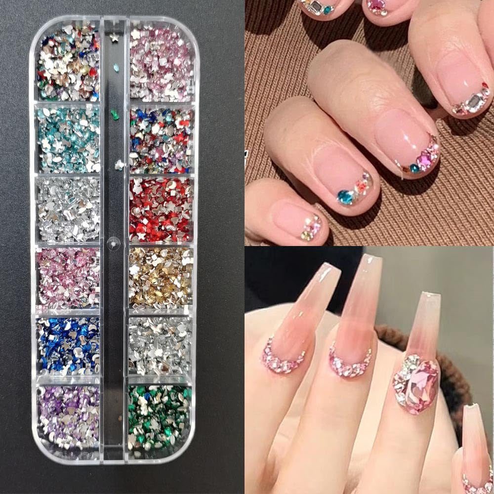 2000 piezas Bunte Strasssteine ​​​​Nägel Glitzersteine ​​​​Accesorios para uñas Nailart Edelsteine ​​​​Nagel Steine ​​​​Glitzer Steine ​​​​Nagel Charms Nägel Zubehör Kristalle Diamant Nageldesign Strass Nail Art Rhinestones Gemas para uñas