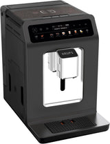 KRUPS Evidence One Cafetera espresso automática con manguera para leche, capuchino de un toque, 12 bebidas especiales, función de 2 tazas, pantalla a color, cafetera espresso, certificado TÜV, negra, EA895N10