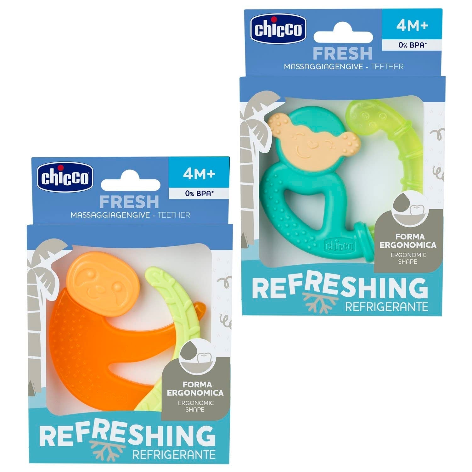 Chicco Mordedor Fresh&Relax Mono o Perezoso, 4M+, lleno de agua esterilizada