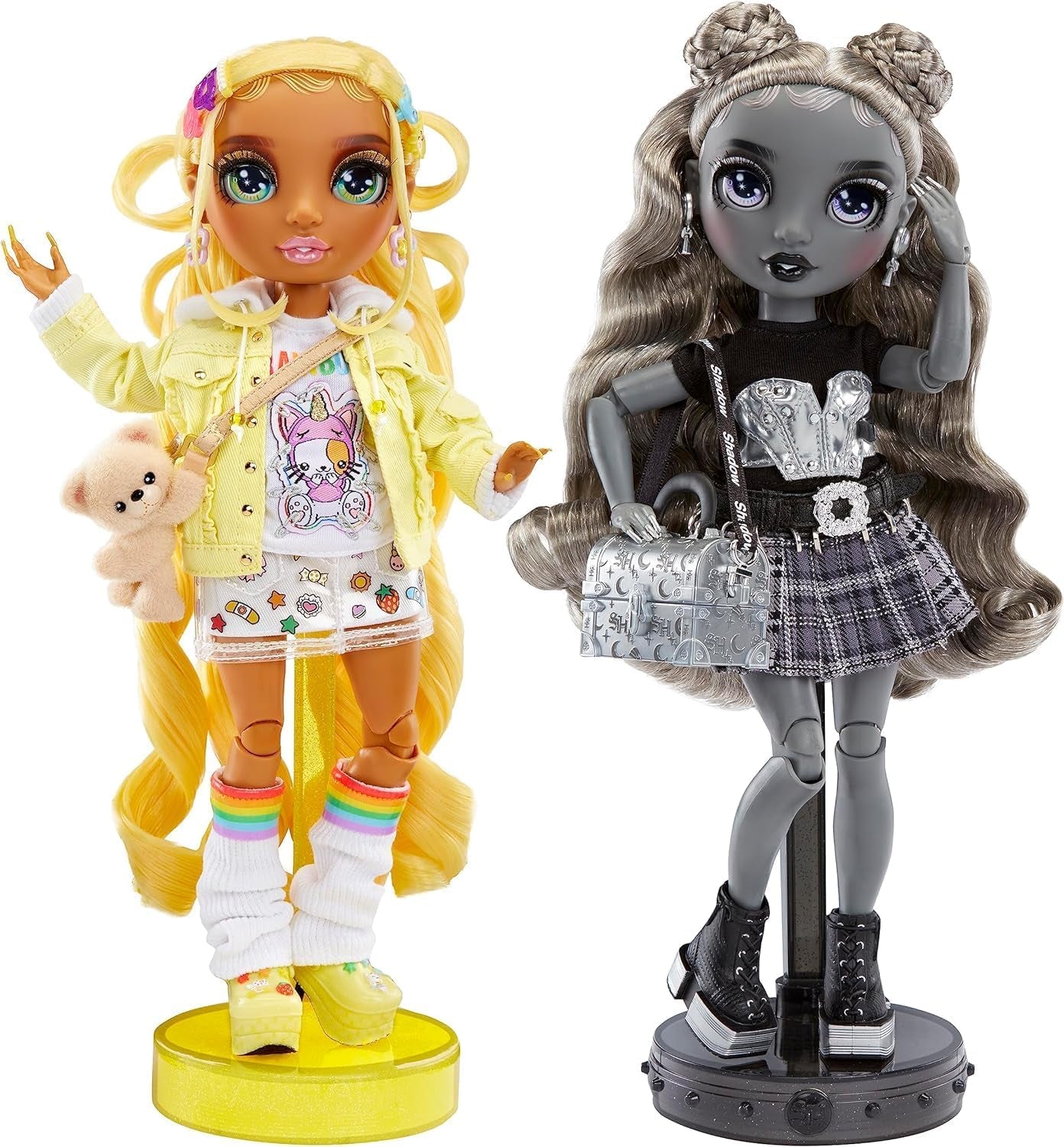 Edición especial Rainbow High Shadow High - Madison Twins Sunny y Luna - 2 muñecas de moda en trajes de diseñador amarillo y gris, mezcla y combina con accesorios - Para coleccionistas y niños de 4 a 12 años