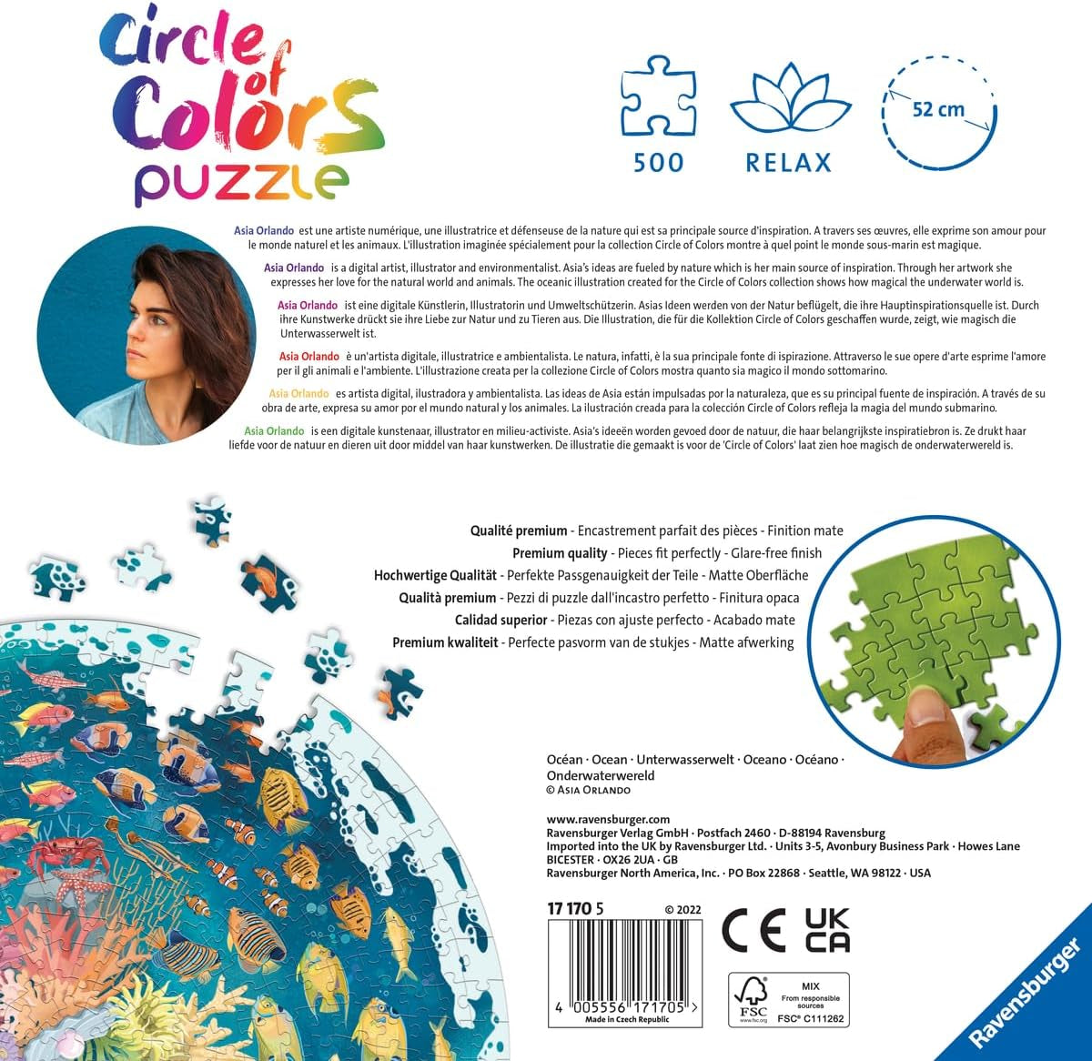 Ravensburger Puzzle 17170 Círculo de colores - Puzzle Océano y Submarino 500 piezas Puzzle Naty Shop