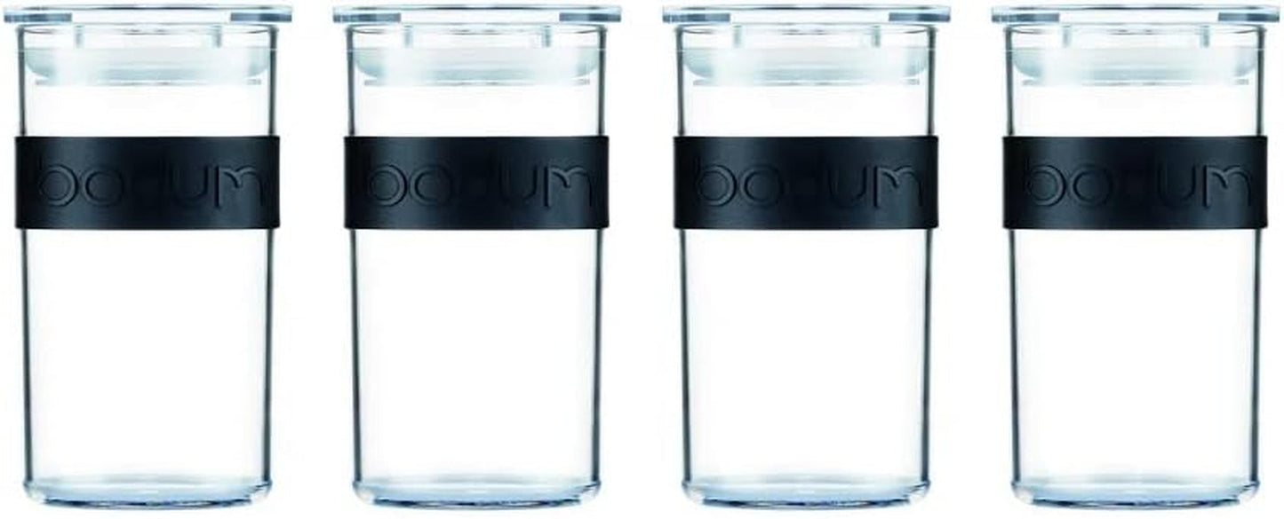 BODUM PRESSO Tarros de plástico, negro, 4 x 0,25 l, 3 x 0,6 l, 3 x 1 l, 2 x 2 l Cajas para conservar alimentos Naty Shop Black 0,25 L