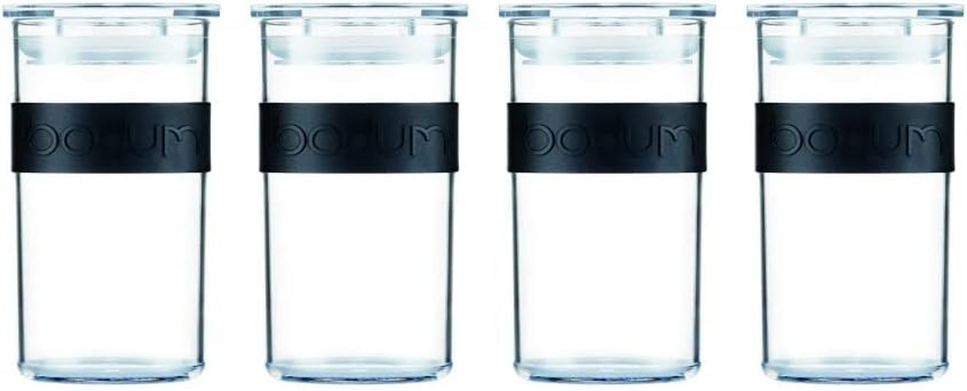 BODUM PRESSO Tarros de plástico, negro, 4 x 0,25 l, 3 x 0,6 l, 3 x 1 l, 2 x 2 l Cajas para conservar alimentos Naty Shop Black 0,25 L