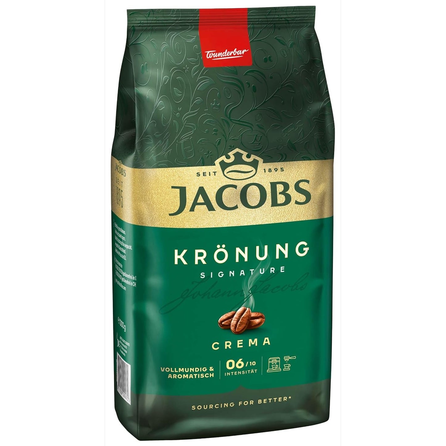 Jacobs Krönung Cream, café en grano entero, paquete de 4 (4 x 1000 g)