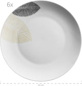 MÄSER 931215 Vajilla bellamente decorada para 6 personas, servicio combinado 30 piezas, con formas sin marco, porcelana, blanco