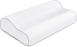 BDTFO Almohada ortopédica de espuma viscoelástica para el dolor de cuello, almohada ortopédica para el contorno cervical, soporte para el cuello para la espalda, el estómago, para dormir de lado, con funda lavable y transpirable con cremallera, almohadas ortopédicas cervicales Naty Shop Wave White